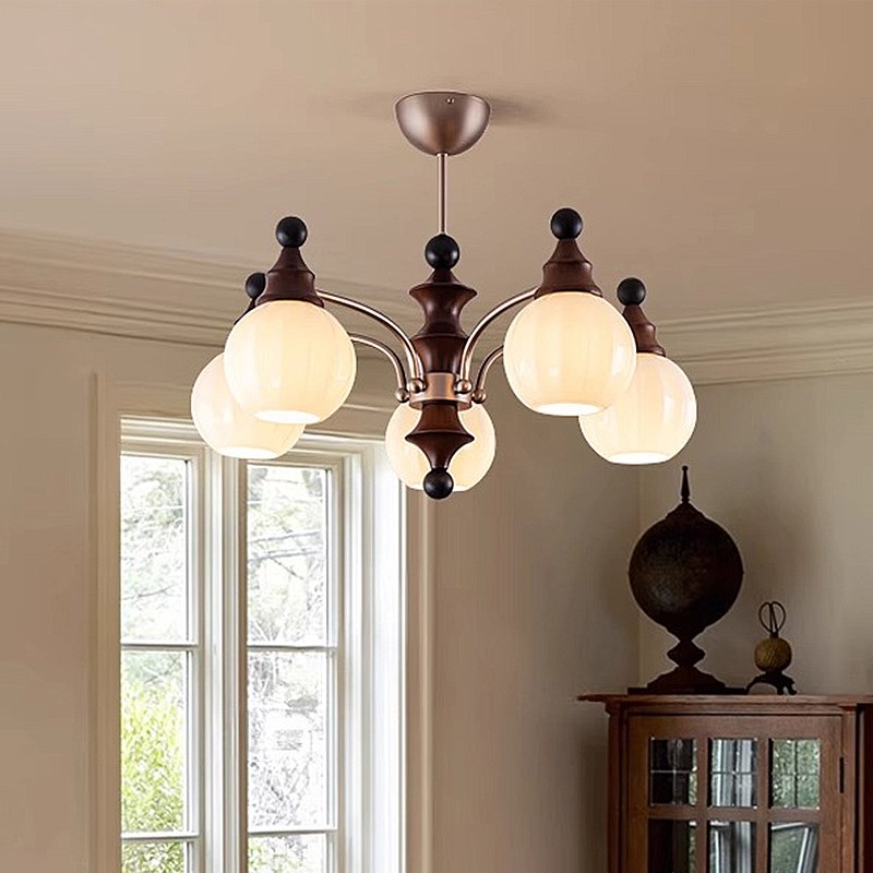 法式中古风客厅吊灯2025新款大厅主灯美式复古实木高级感餐厅灯具