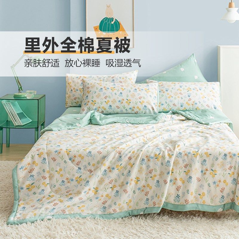 纯棉夏凉被空调被夏季全棉单人学生薄被子被芯儿童夏天可机洗夏被