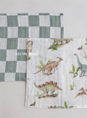 北欧双层竹棉crib婴儿围嘴口水巾纱布小方巾宝宝手帕洗脸巾28cm