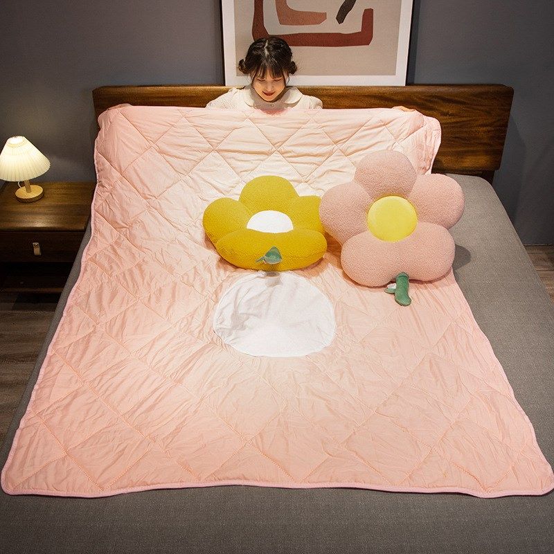 花朵抱枕被子两用车载空调折叠毯子二合一办公室午睡枕头靠背垫夏