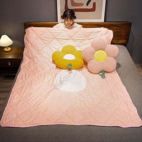 花朵抱枕被子两用车载空调折叠毯子二合一办公室午睡枕头靠背垫夏