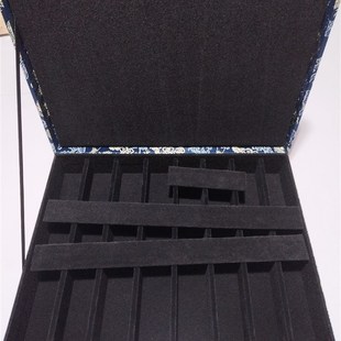 大号印章盒,多排自主调整活动格子锦盒木制礼品盒把件收纳收藏盒