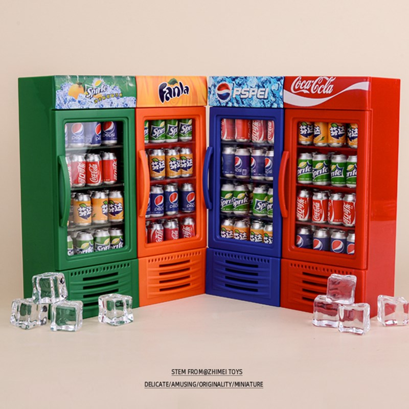 迷你微缩食玩仿真超市饮料可乐冰箱冰柜儿童过家家玩具模型小摆件