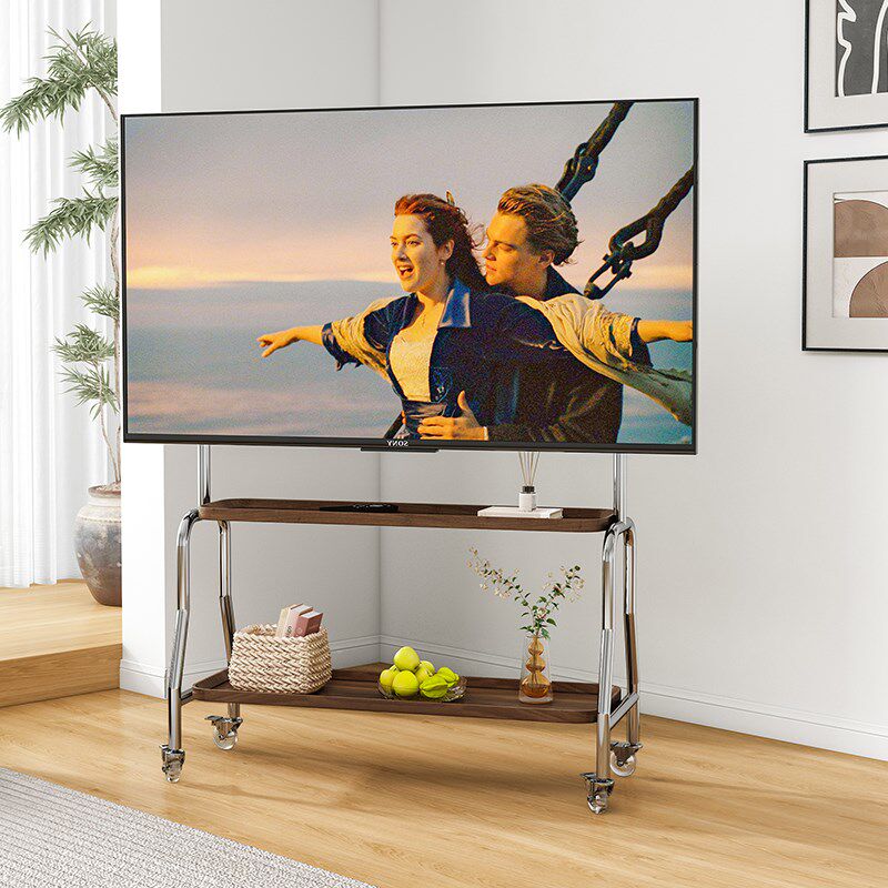 电视机可移动支架不锈钢落地式卧室带轮推车简约40-75寸家用挂架