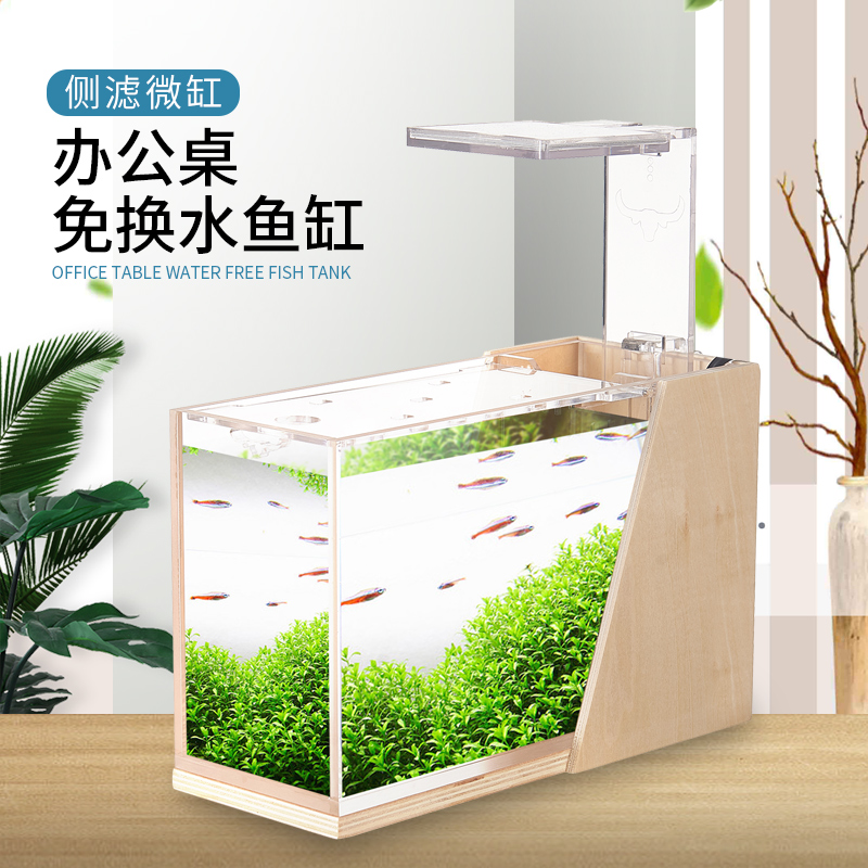 侧滤桌面鱼缸免换水小型迷你自循环懒人水过滤亚克力创意生态微缸