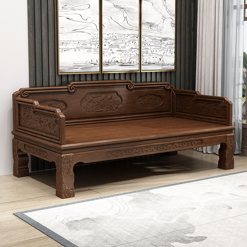 新中式实木罗汉床三件套组合客厅小户型沙发简约禅意贵妃榻