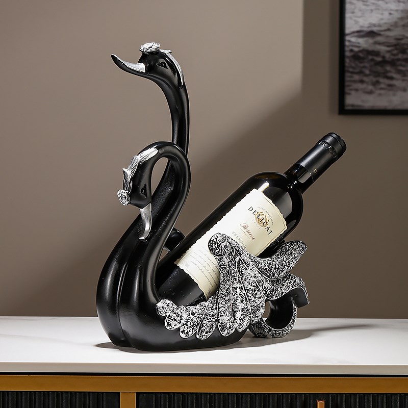 欧式红酒网红酒瓶架轻奢创意天鹅摆件陶瓷家居客厅酒柜装饰品