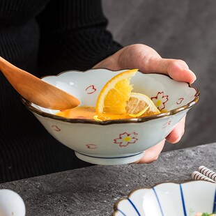 日式米饭碗家用高级感5寸斗笠吃饭碗陶瓷隔水蒸饭碗精致蘸料小碗