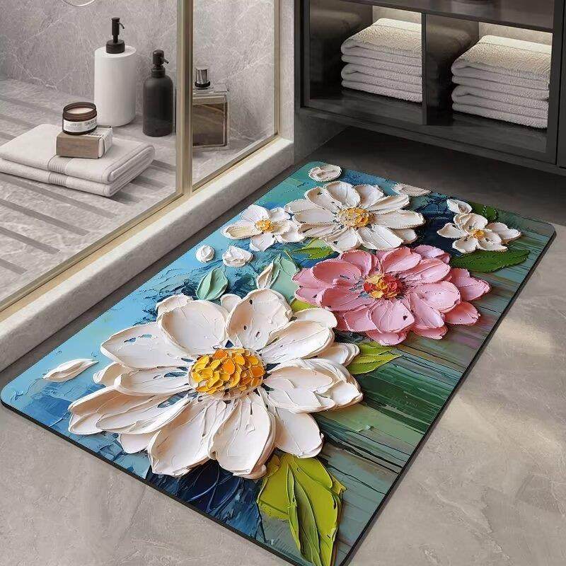 硅藻泥新款立体浴室吸水地垫卫生间防滑垫家用厨房厕所入户门口垫