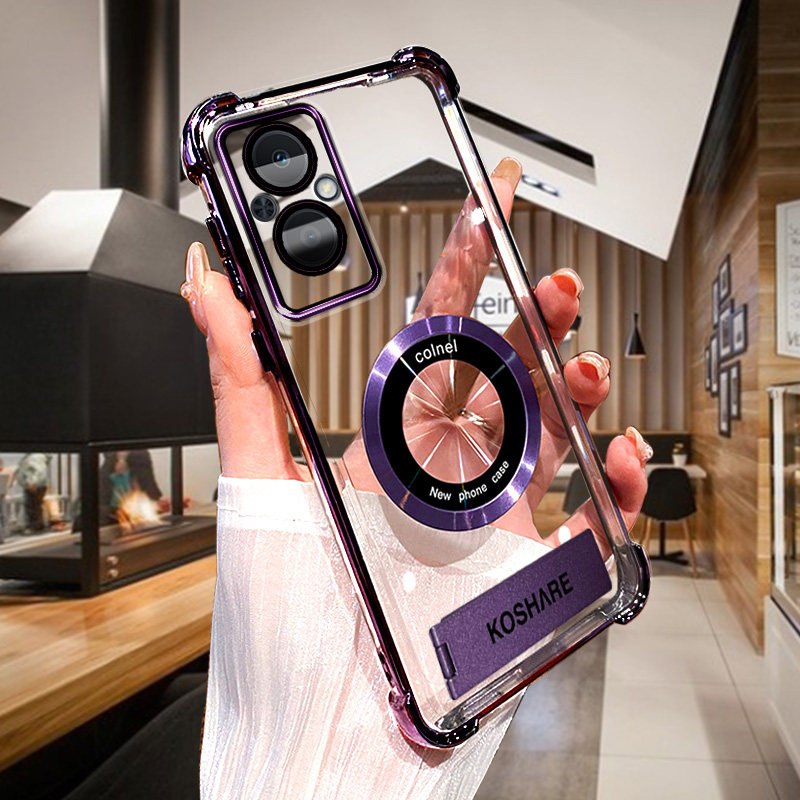 OPPO RENO 7Z 5G国外软硅胶RENO 8Z 5G国外手机壳通用A96国内四角气囊防摔电镀高级感磁吸手机壳oppoa96壳