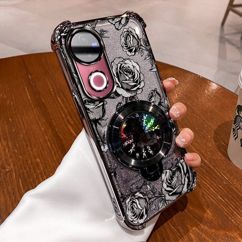 VIVOV50LITE玫瑰印花全包防摔手机壳vivov50lite旋转陀螺支架新年款国风国潮软边框防摔闪粉渐变ins风网红款,3C数码配件,手机保护套/壳,淘宝优惠券,粉丝福利购,淘宝优惠卷