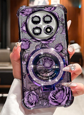 OPPOF29PRO闪粉磁吸支架手机壳oppof29pro电镀玫瑰印花防摔高级感ins风小众设计网红爆款防指纹个性保护套
