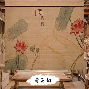 茶室阳台禅意门帘遮阳隔断装 定制竹帘卷帘窗帘卷拉新中日式 饰帘子