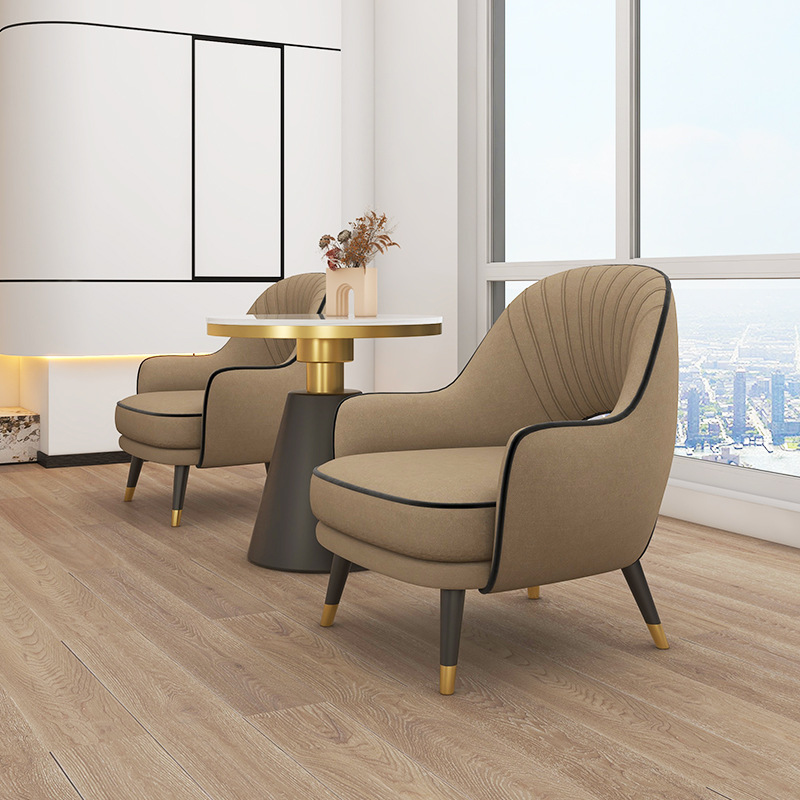 轻奢商用酒店接待桌椅组合售楼处会客洽谈单人沙发椅休息区沙发