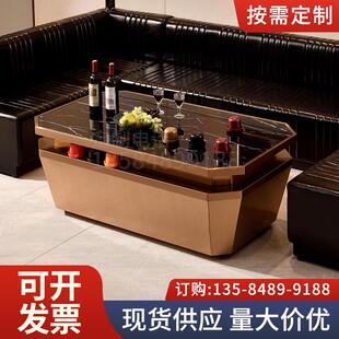 ktv专用茶几大理石酒吧包厢卡座会所不锈钢化玻璃茶几ktv岩板茶几