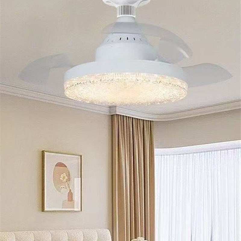 新型隐形风扇灯E27螺旋小型吊顶风扇灯强风餐厅卧R室家庭变频风扇