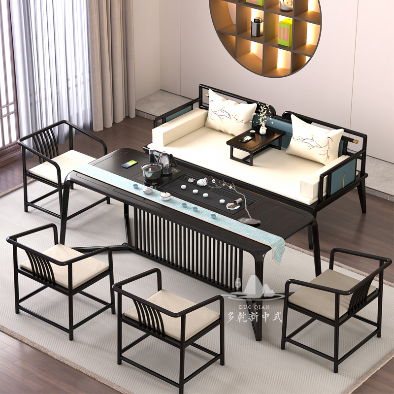 黑酸枝新中式茶桌椅组合实木茶台简约功夫茶几禅意办W公一体泡茶