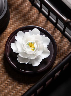 母亲节陶瓷手捏牡丹瓷花摆件扩香器办公客厅茶室中式手工家居饰品