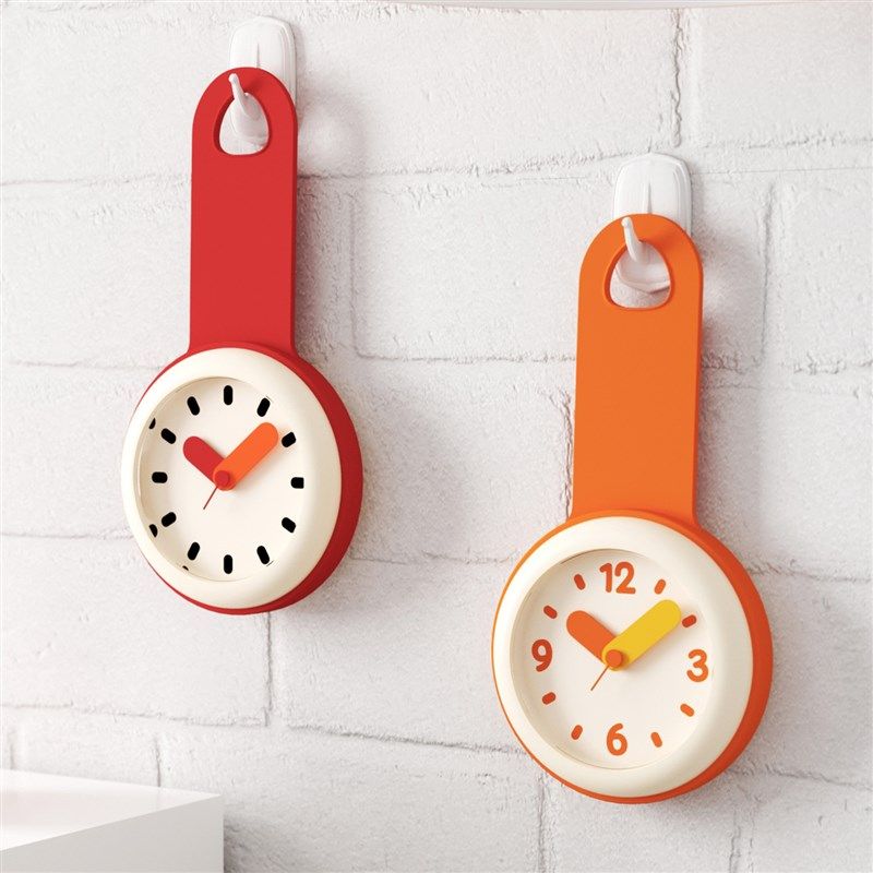 北欧简约浴室钟厨房防水静音家用吸盘钟表冰箱创意个性迷你小挂钟
