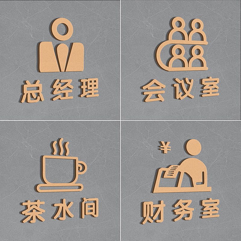 办公室门牌定制总经理会议室茶水间标识牌财务室创意简约立体字贴