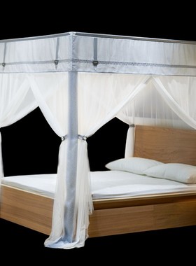 宫廷新款1.5米三开门蚊帐家用落地公主风1.5m1.8m床加密加厚纹账