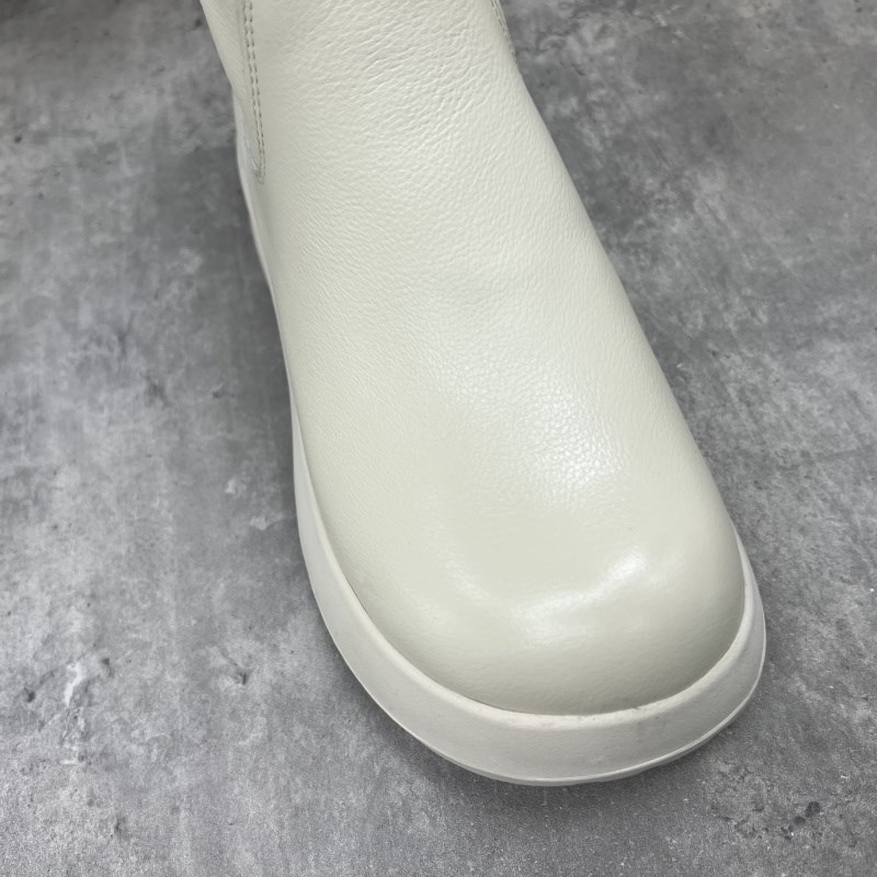 断码处理真皮女靴2024冬季x新款中筒厚底侧拉链厚绒牛皮雪地靴40