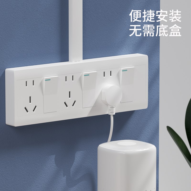 两开关插座明装二开十孔带t开关厨房一键断电双开单控带10孔插座