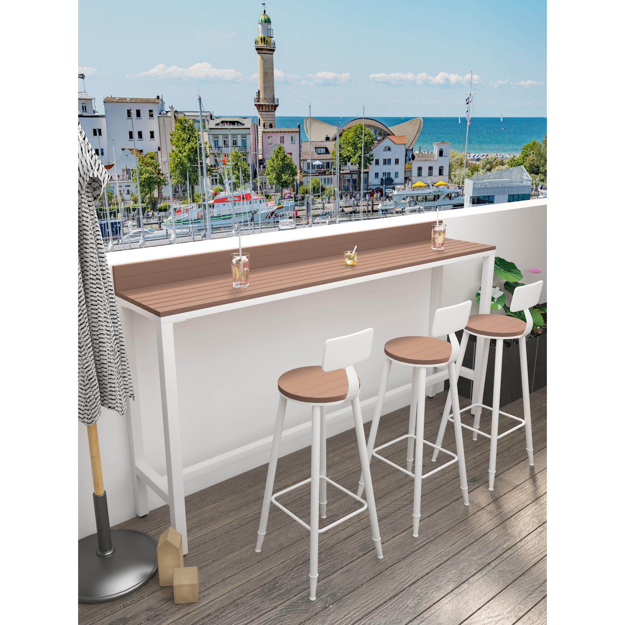 家用休闲户外阳台吧台桌椅组合天台庭院室外高脚桌露台咖啡长条桌