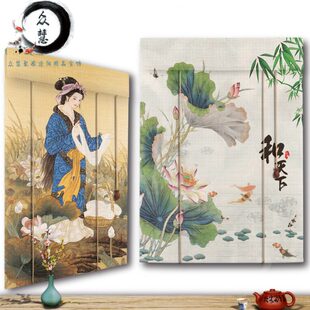 印花竹帘卷帘窗帘中国风门帘隔断遮光升降中式 饰家用竹帘子 日式 装