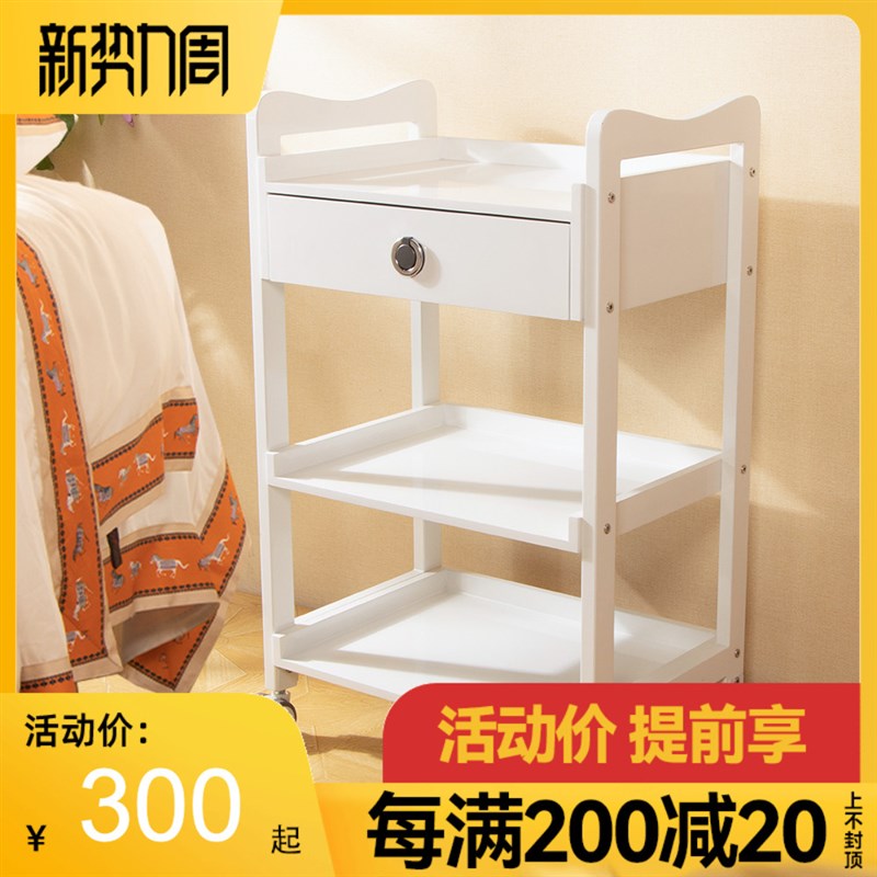 压缩实木美容小推车三层带抽屉A美容院专用推车移动收纳置物架子