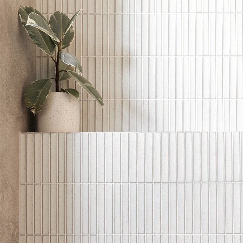 奶油白色麻点网红长条马赛克瓷砖日式卫生间浴R室阳台背景墙弧形
