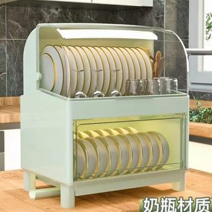 碗箱碟盘沥水小型置物架 带盖防尘碗架家用厨房碗柜碗筷收纳餐具装