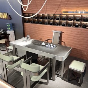 极简茶台实木功夫茶桌家用阳台高端大茶台 现代轻奢茶桌椅组合意式