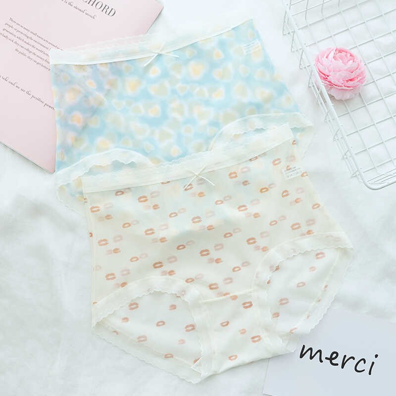 彩田内裤女夏季薄款蕾丝网纱性感透气高腰大码抑菌女士甜美三角裤