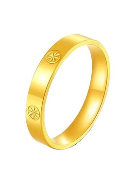 适用沙金黄金色米字戒指纹钻米字戒指送爱人带钢印不掉色情侣款男