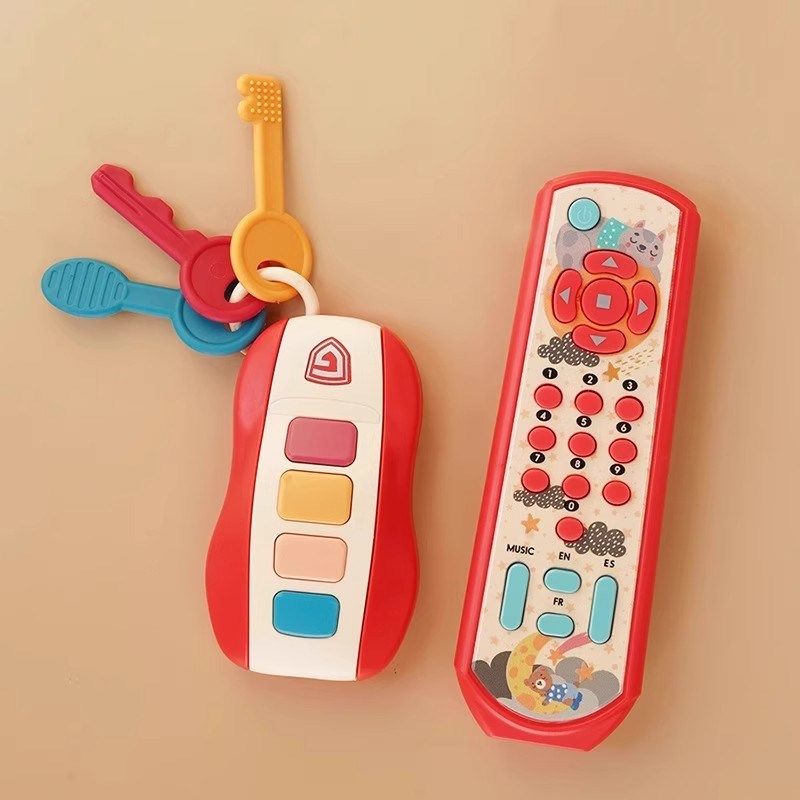 婴儿玩具彷真汽车遥控器钥匙带声光宝宝益智早教软固齿器可入口儿
