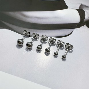 F136钛合金耳钉0.8MM可前插圆球款 蝴蝶扣防过敏耳垂钉耳骨钉