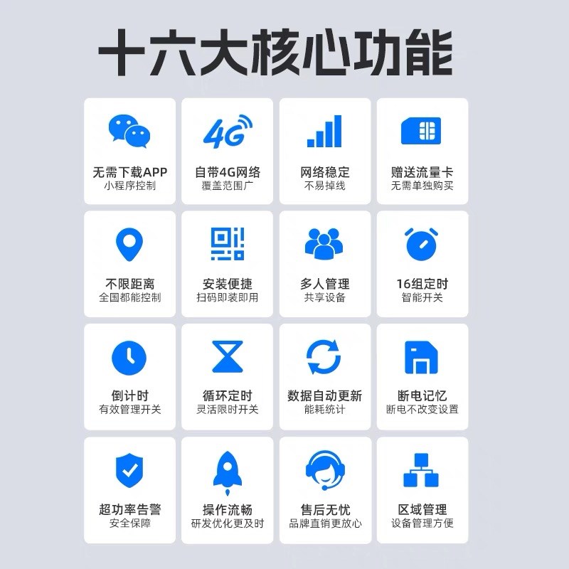 4G手机远程控制开关定时智能无线遥控水泵广告路灯电源控制220V