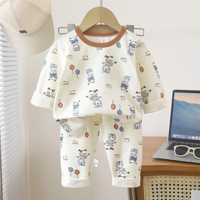 儿童内衣套组秋冬季款纯棉A类无骨男孩女宝宝秋衣卫生裤睡衣家居