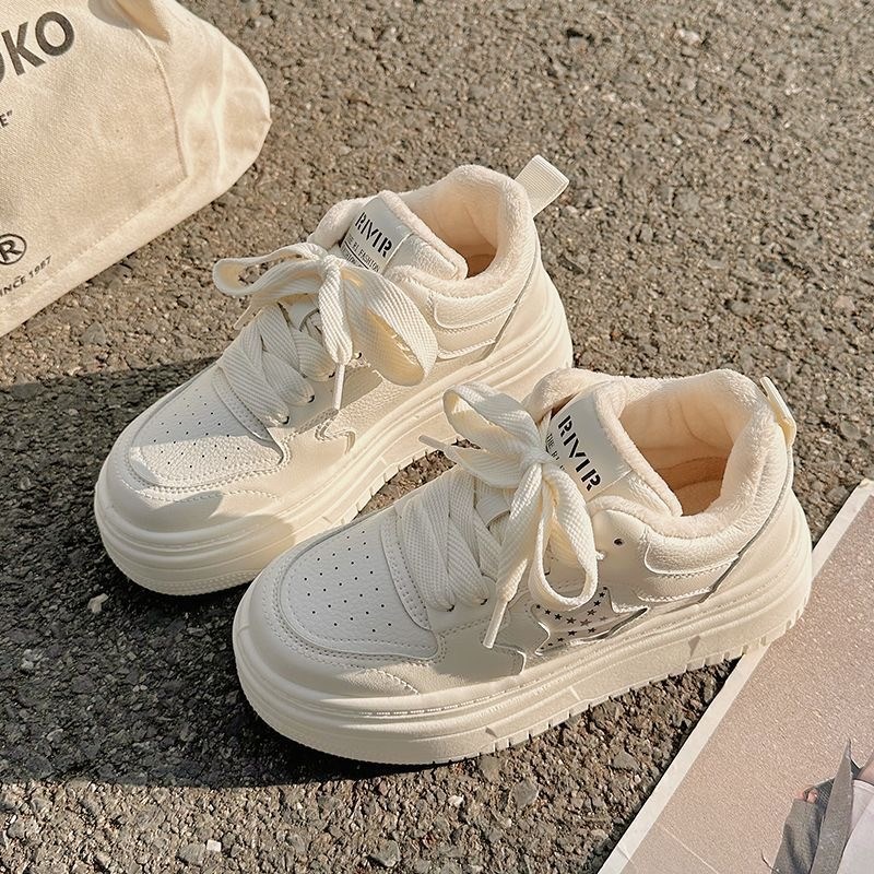 女童板鞋加绒小白鞋2024冬季儿童保暖运动鞋增高二棉鞋大童女鞋子