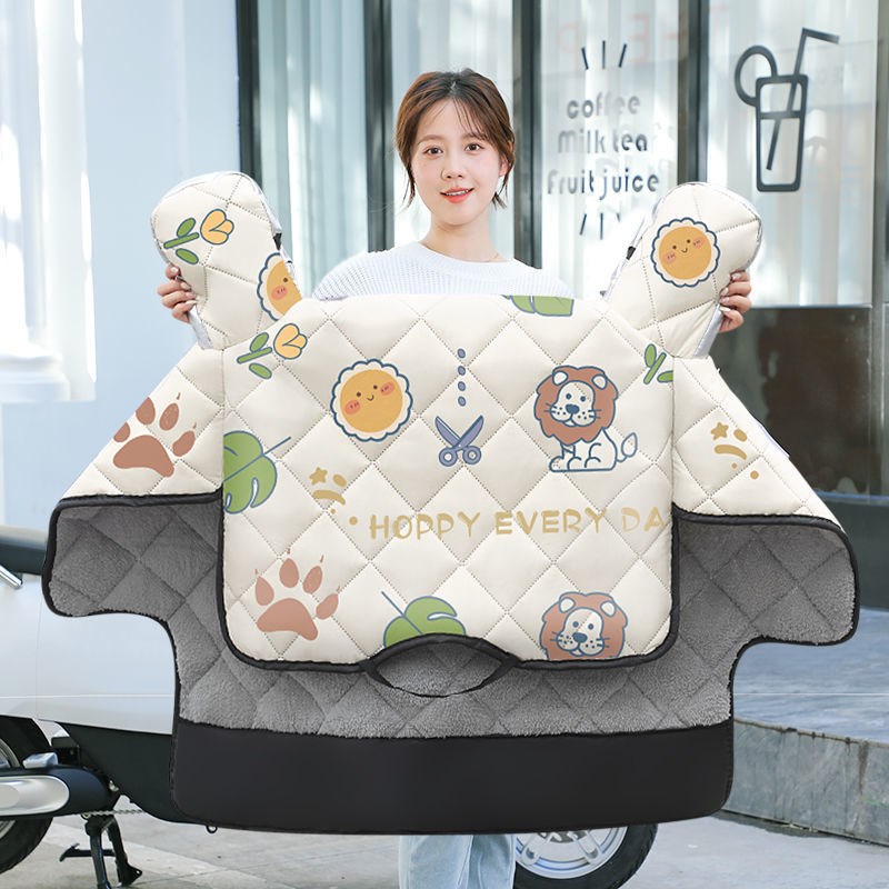 新疆西藏电动车挡风o被冬季新款加绒加厚防水防寒卡通电瓶摩托