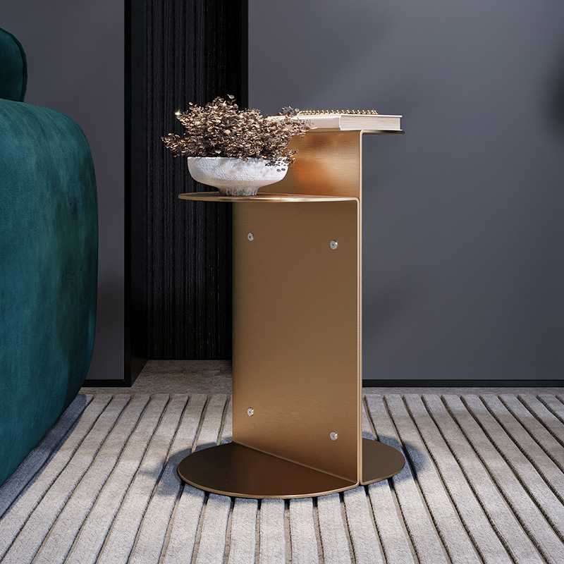 意式极简金属沙发边几小户型客厅简约实木茶几网红款现代轻奢角几