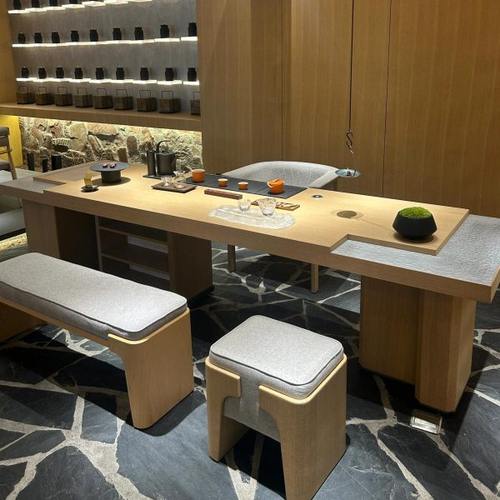 现代岩板茶桌椅组合高级办公家用客厅实木茶台茶几茶室泡茶桌家具