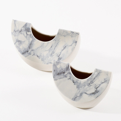 现代轻奢大理石纹软装陶瓷花器装饰品样板房售楼处电视柜家居摆件