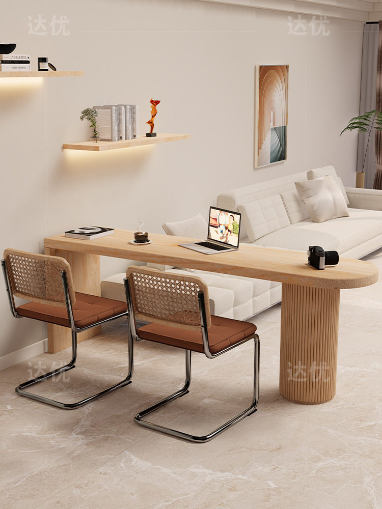 批长条桌简约现代电脑桌学习阅读卧室双人实木书桌客厅书房一体桌