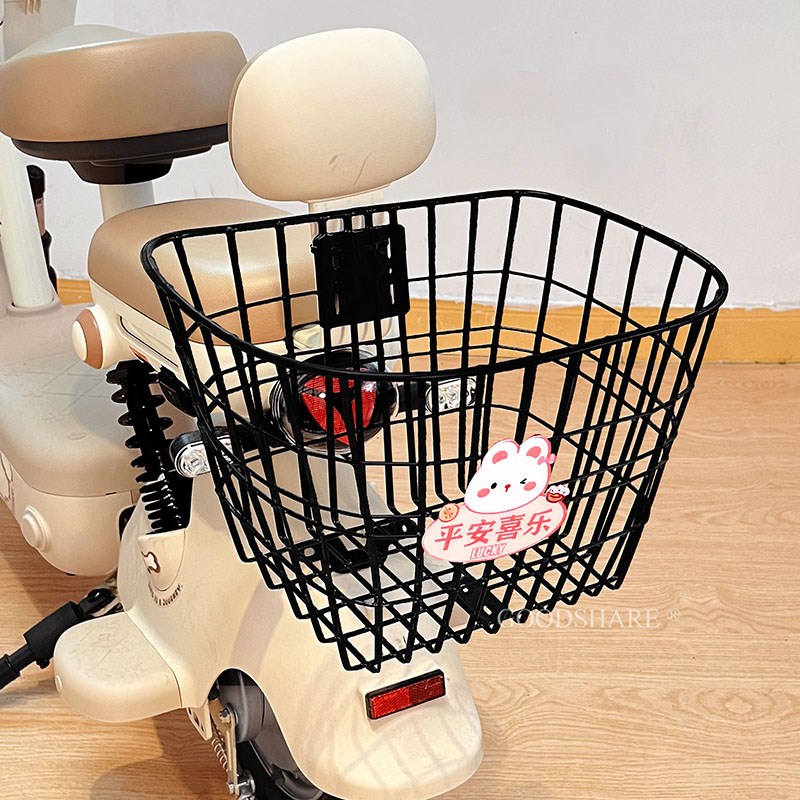 电动车后置车筐碳钢承重可爱卡通电瓶车三轮车后尾置物X筐618大促