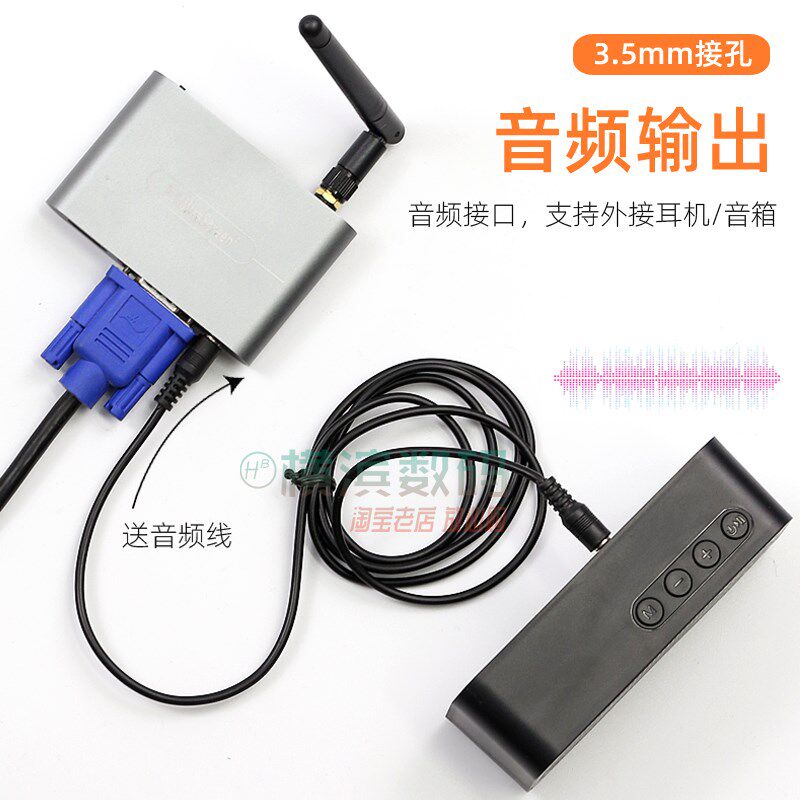 HDMI+VGA无线投屏器4K高清手机连电视横竖屏显示器5G直播音频同屏