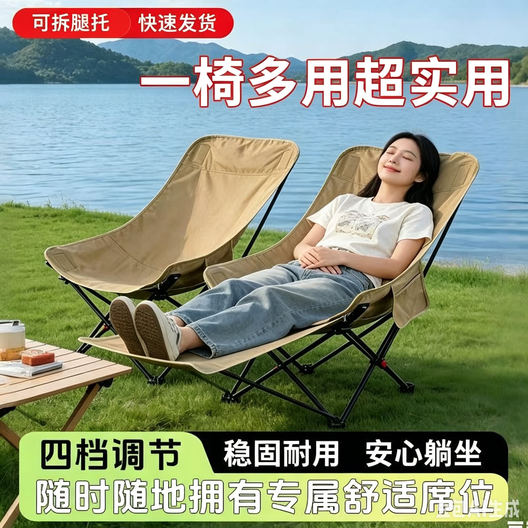 户外午休椅便携折叠椅四档调节可坐可躺户外折叠椅办公室午睡躺椅