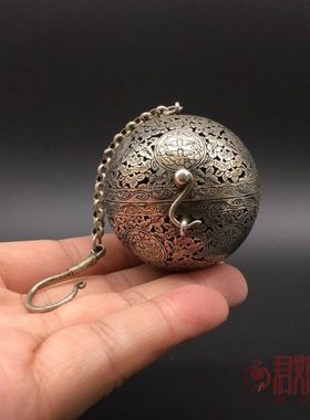 仿古铜香薰球镂空迷你家用熏香球倒流香炉香囊球挂件茶道禅意摆件