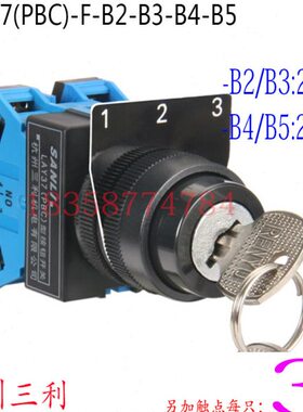杭州三利三位钥匙开关LAY37(PBC)-B2/B3/B4/B5F型22MM触点可另加